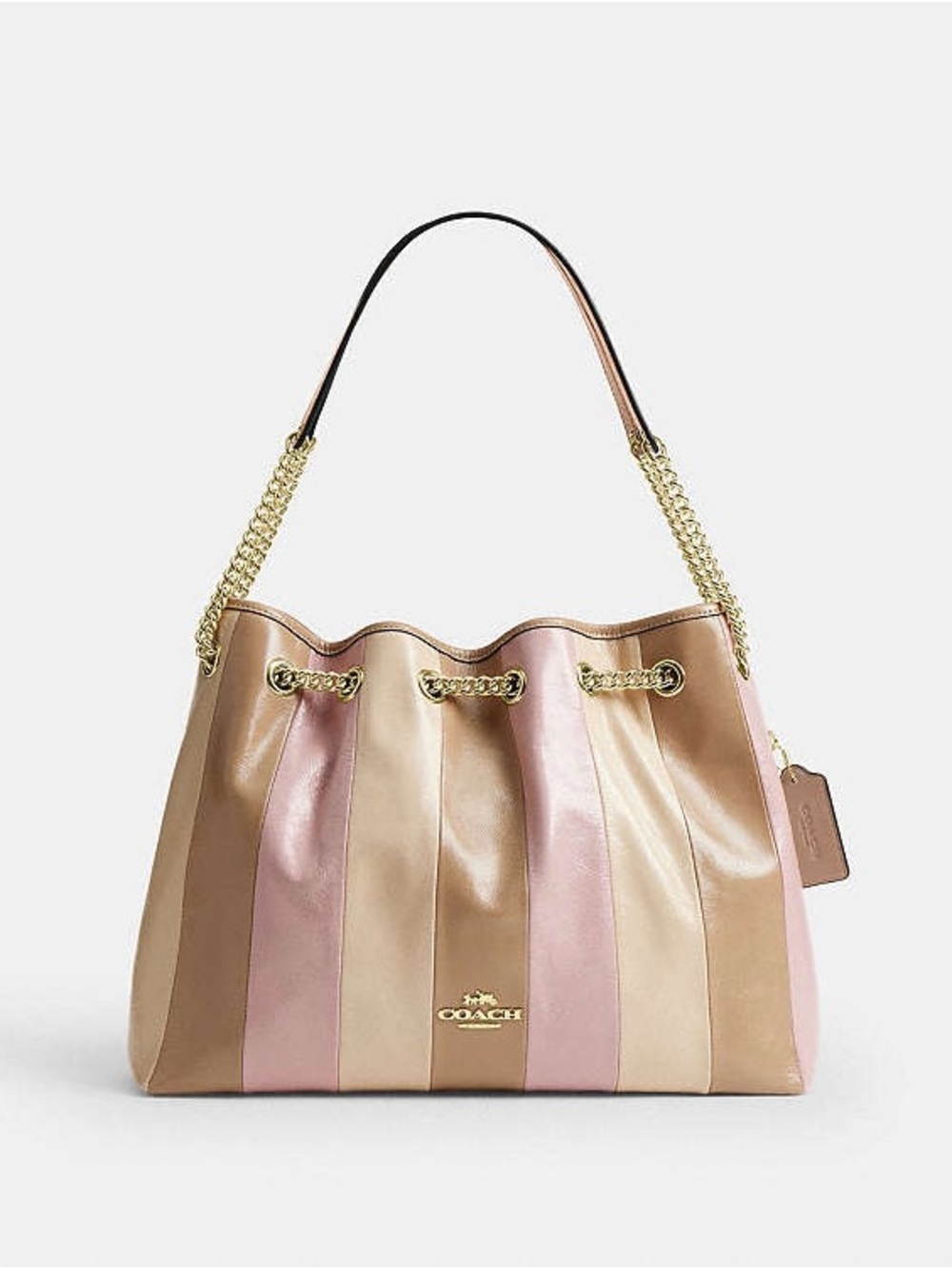 Coach Evelyn Shoulder Bag With Striped Patchwork NWT - Picture 9 of 9